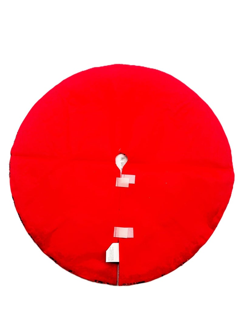 Kurt Adler Tiny 20-inch Miniature Satin Tree Skirt with Sequined Snowflake Border for Table Top Trees (Red) - Image 2